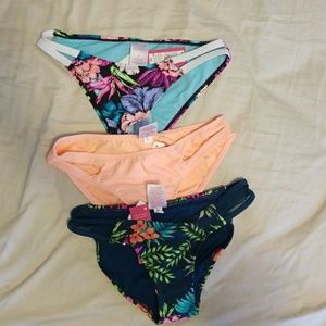 Lot of 3 bikini cheeky swim bottoms